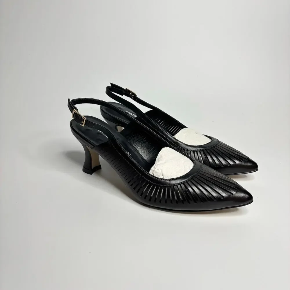 Walking Cradles Sawyer Leather Slingback Pumps in Black